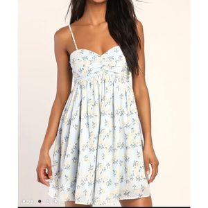 Lulu’s Light Blue Floral Print Dress